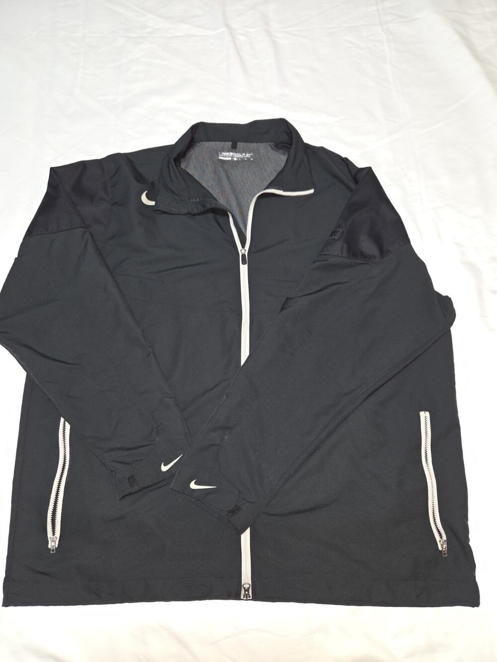 Nike Golf Windbreaker Jacket Black, V-Neck, Long Sleeve, Zip Pocket, XL